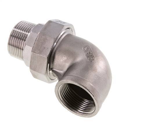 Conector acodado 90deg 1 1/4'' Macho R x Hembra Rp Acero inoxidable Junta cónica 16bar (224.8psi)