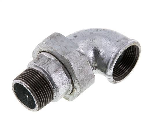 Conector acodado de 90 grados 1 1/4'' macho R x hembra Rp hierro fundido junta cónica 25bar (351.25psi)