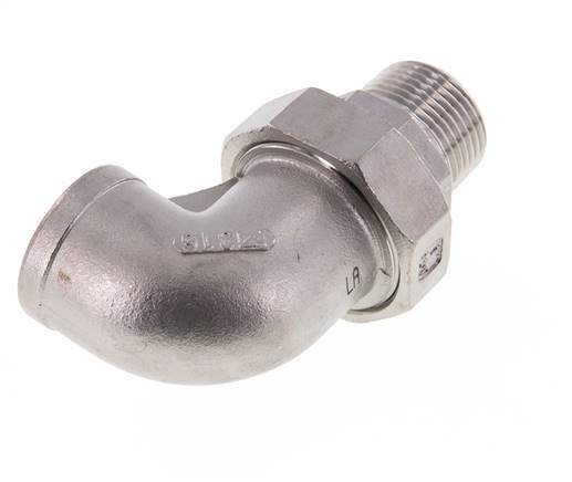 Conector acodado de 90 grados 1'' macho R x hembra Rp Junta cónica de acero inoxidable 16bar (224.8psi)