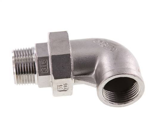 Conector acodado de 90 grados 1'' macho R x hembra Rp Junta cónica de acero inoxidable 16bar (224.8psi)