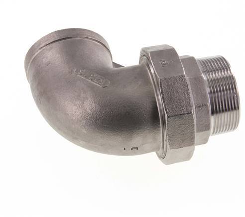 Conector acodado de 90 grados 2'' macho R x hembra Rp Junta cónica de acero inoxidable 16bar (224.8psi)