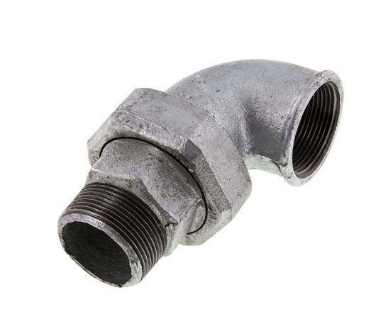 Conector acodado de 90 grados 1 1/2'' macho R x hembra Rp hierro fundido junta cónica 25bar (351.25psi)