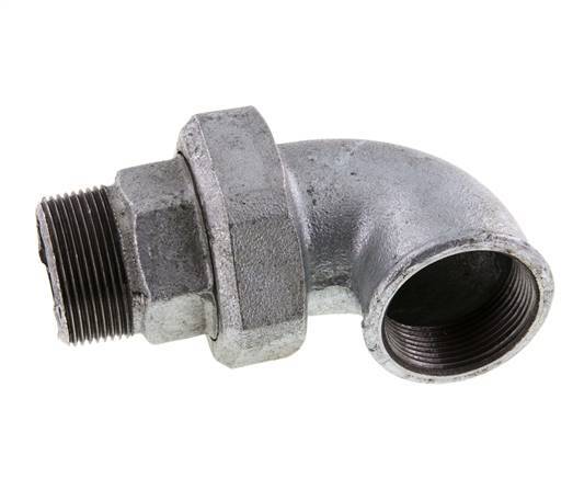 Conector acodado de 90 grados 1 1/2'' macho R x hembra Rp hierro fundido junta cónica 25bar (351.25psi)