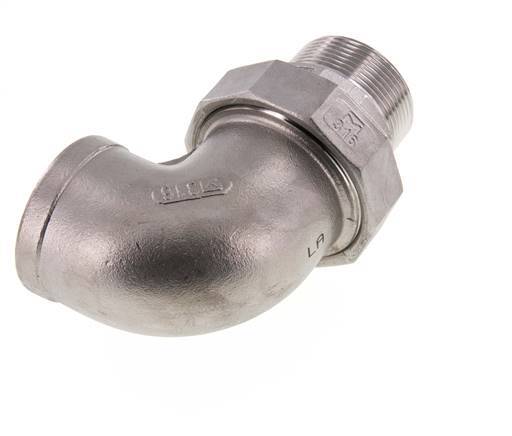 Conector acodado 90deg 1 1/2'' Macho R x Hembra Rp Junta cónica de acero inoxidable 16bar (224.8psi)