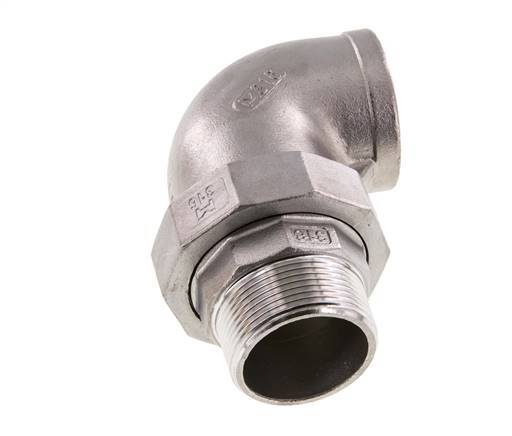 Conector acodado 90deg 1 1/2'' Macho R x Hembra Rp Junta cónica de acero inoxidable 16bar (224.8psi)
