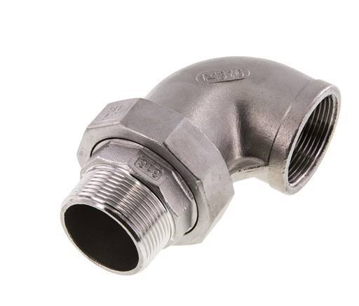 Conector acodado 90deg 1 1/2'' Macho R x Hembra Rp Junta cónica de acero inoxidable 16bar (224.8psi)