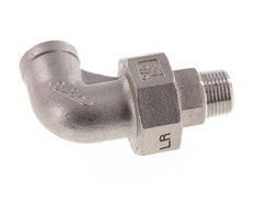 Conector acodado 90deg 3/8'' Macho R x Hembra Rp Acero inoxidable Junta cónica 16bar (224.8psi)