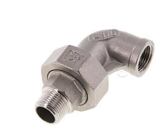 Conector acodado 90deg 3/8'' Macho R x Hembra Rp Acero inoxidable Junta cónica 16bar (224.8psi)