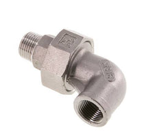 Conector acodado 90deg 3/8'' Macho R x Hembra Rp Acero inoxidable Junta cónica 16bar (224.8psi)