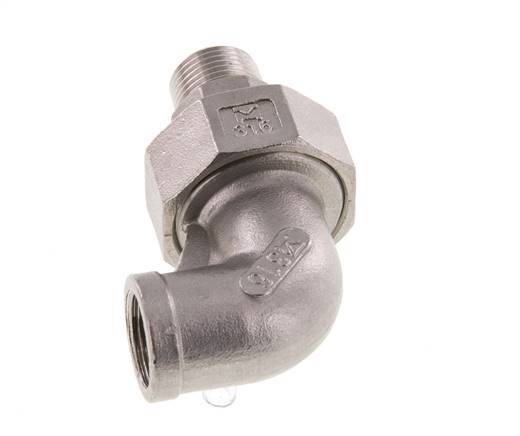 Conector acodado 90deg 3/8'' Macho R x Hembra Rp Acero inoxidable Junta cónica 16bar (224.8psi)