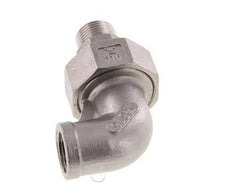 Conector acodado 90deg 3/8'' Macho R x Hembra Rp Acero inoxidable Junta cónica 16bar (224.8psi)