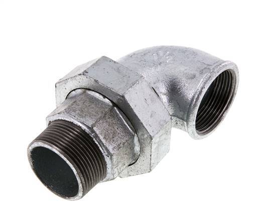 Racor de unión acodado 90deg 1 1/2'' Macho R x Hembra Rp Hierro Fundido Junta Plana Centellen 25bar (351.25psi)