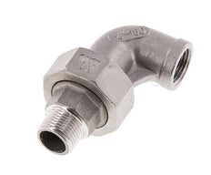 Racor de unión acodado 90deg 3/8'' Macho R x Hembra Rp Acero inoxidable Junta plana PTFE 16bar (224.8psi)