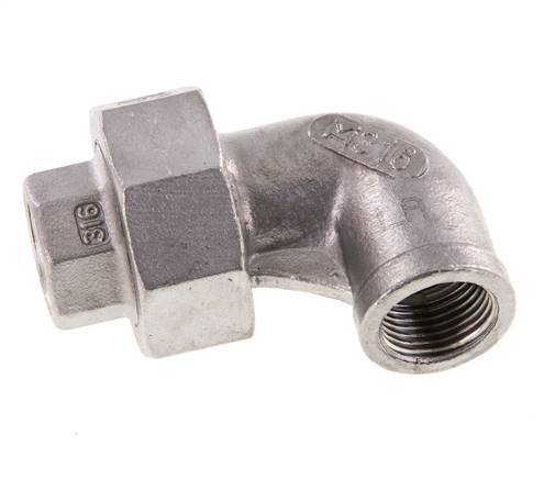 Conector de unión de 90 grados Rp3/8'' hembra de acero inoxidable con junta cónica 16bar (224.8psi)