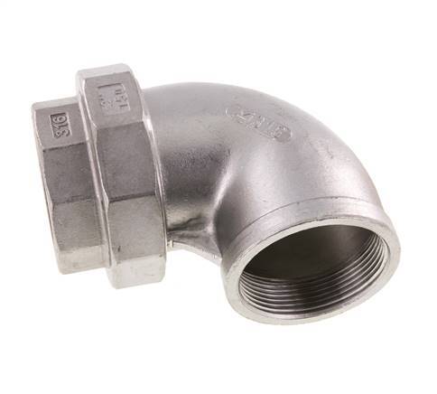 Conector de unión de 90 grados Rp2'' hembra de acero inoxidable con junta cónica 16bar (224,8psi)