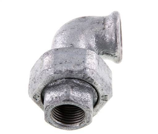 Conector de unión de 90 grados Rp1/2'' hembra de hierro fundido con junta cónica 25bar (351.25psi)