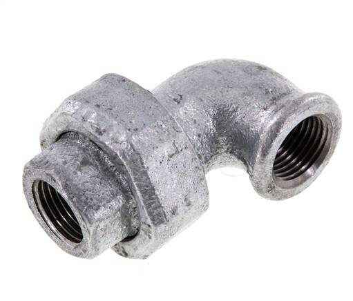 Conector de unión de 90 grados Rp1/2'' hembra de hierro fundido con junta cónica 25bar (351.25psi)