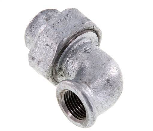 Conector de unión de 90 grados Rp1/2'' hembra de hierro fundido con junta cónica 25bar (351.25psi)