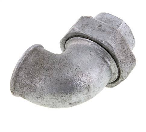 Conector de unión de 90 grados Rp1 1/2'' hembra de hierro fundido con junta cónica 25bar (351.25psi)