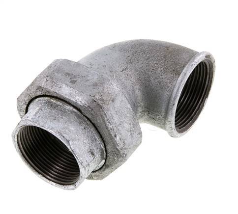 Conector de unión de 90 grados Rp1 1/2'' hembra de hierro fundido con junta cónica 25bar (351.25psi)