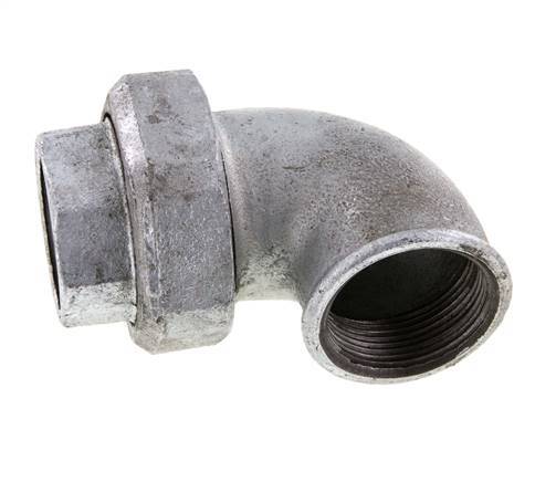 Conector de unión de 90 grados Rp1 1/2'' hembra de hierro fundido con junta cónica 25bar (351.25psi)