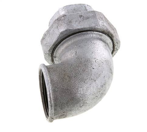 Conector de unión de 90 grados Rp1 1/2'' hembra de hierro fundido con junta cónica 25bar (351.25psi)