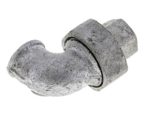 Conector de unión de 90 grados Rp3/8'' hembra de hierro fundido con junta cónica 25bar (351.25psi)