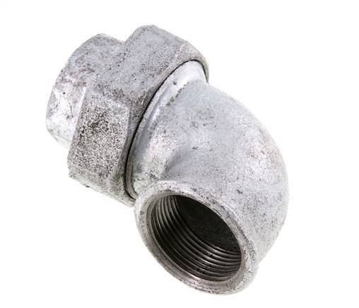 Conector de unión de 90 grados Rp1 1/4'' hembra de hierro fundido con junta cónica 25bar (351.25psi)