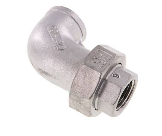 Conector de unión de 90 grados Rp1/2'' hembra de acero inoxidable con junta cónica 16bar (224.8psi)