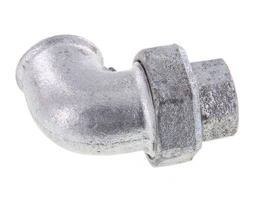 Conector de unión de 90 grados Rp1'' hembra de hierro fundido con junta cónica 25bar (351.25psi)