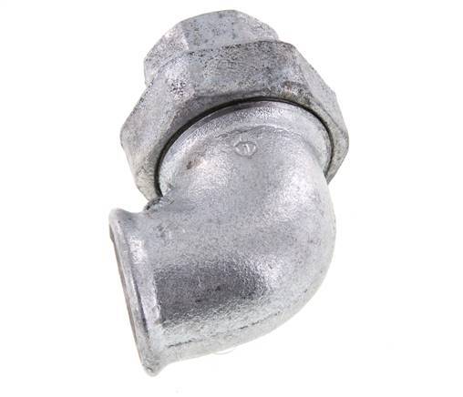Conector de unión de 90 grados Rp1'' hembra de hierro fundido con junta cónica 25bar (351.25psi)