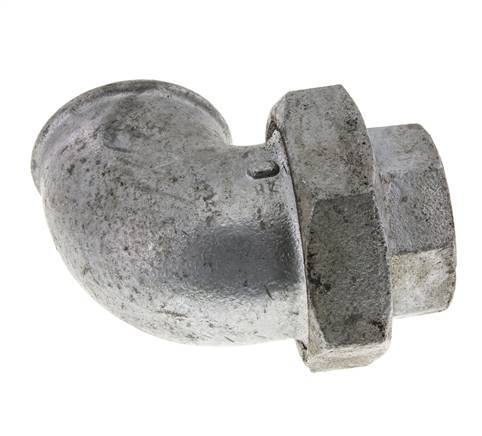 Racor de unión acodado 90deg Rp2'' hembra hierro fundido junta plana centellen 25bar (351.25psi)