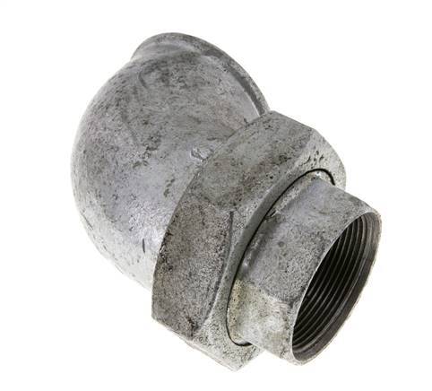 Racor de unión acodado 90deg Rp2'' hembra hierro fundido junta plana centellen 25bar (351.25psi)