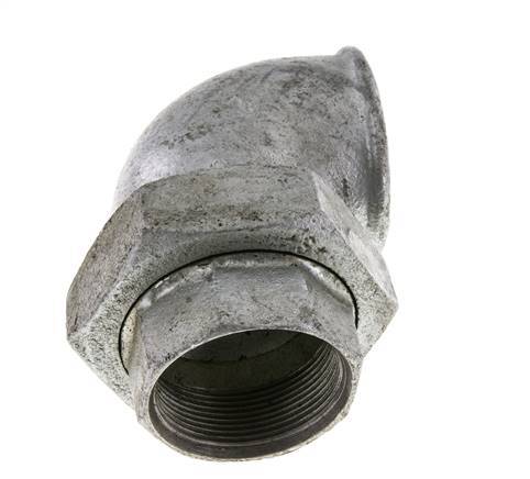 Racor de unión acodado 90deg Rp2'' hembra hierro fundido junta plana centellen 25bar (351.25psi)