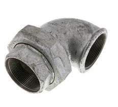 Racor de unión acodado 90deg Rp2'' hembra hierro fundido junta plana centellen 25bar (351.25psi)