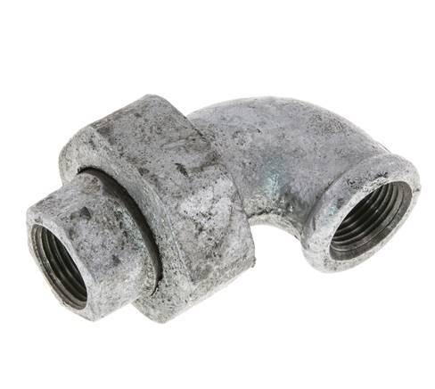 Racor de unión acodado 90deg Rp3/8'' hembra hierro fundido junta plana centellen 25bar (351.25psi)