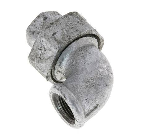 Racor de unión acodado 90deg Rp3/8'' hembra hierro fundido junta plana centellen 25bar (351.25psi)