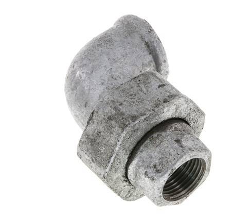 Racor de unión acodado 90deg Rp3/8'' hembra hierro fundido junta plana centellen 25bar (351.25psi)
