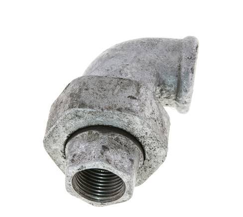 Racor de unión acodado 90deg Rp3/8'' hembra hierro fundido junta plana centellen 25bar (351.25psi)
