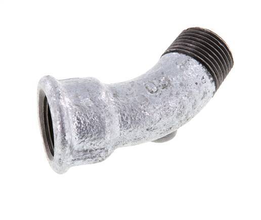 Elbow Fitting 45deg R3/8'' Male x Rp3/8'' Female Cast Iron 25bar (351.25psi) [2 Pieces]