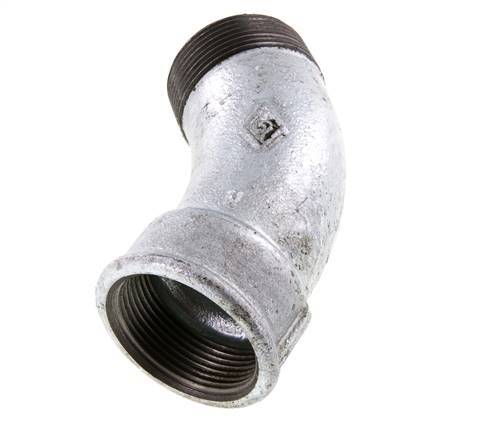Racor codo 45deg R1 1/2'' Macho x Rp1 1/2'' Hembra Hierro fundido 25bar (351.25psi)