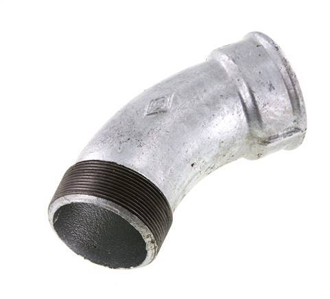 Racor Codo 45deg R2 1/2'' Macho x Rp2 1/2'' Hembra Hierro Fundido 25bar (351.25psi)