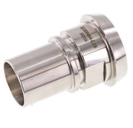 DIN 11851 Accesorio sanitario (lácteo) Cono de 50 mm x pilar de manguera de 32 mm (1 1/4 pulgada) Collarín de seguridad de acero inoxidable