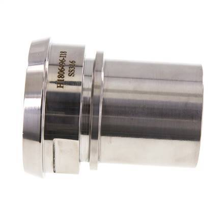 DIN 11851 Accesorio sanitario (lácteo) Cono de 86 mm x pilar de manguera de 63 mm (2 1/2 pulgadas) Collarín de seguridad de acero inoxidable