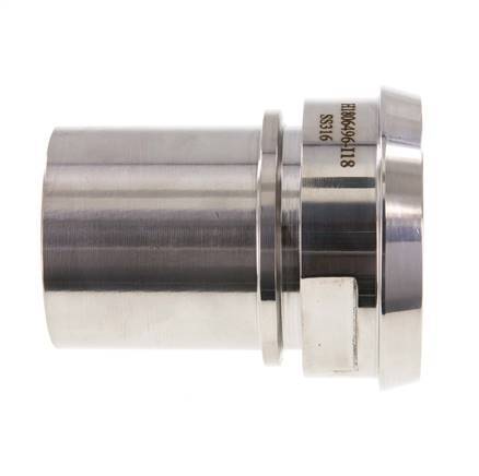 DIN 11851 Accesorio sanitario (lácteo) Cono de 86 mm x pilar de manguera de 63 mm (2 1/2 pulgadas) Collarín de seguridad de acero inoxidable