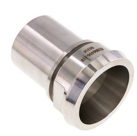 DIN 11851 Accesorio sanitario (lácteo) Cono de 86 mm x pilar de manguera de 63 mm (2 1/2 pulgadas) Collarín de seguridad de acero inoxidable