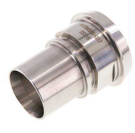 DIN 11851 Accesorio sanitario (lácteo) Cono de 56 mm x pilar de manguera de 38 mm (1 1/2 pulgada) Collarín de seguridad de acero inoxidable