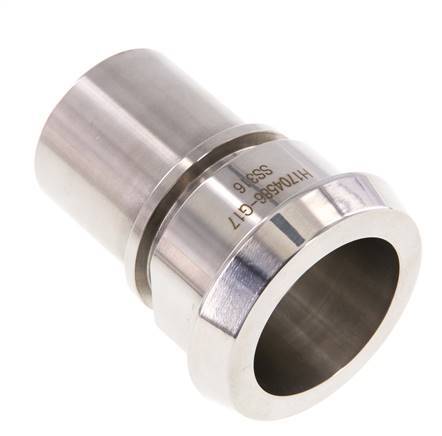 DIN 11851 Accesorio sanitario (lácteo) Cono de 56 mm x pilar de manguera de 38 mm (1 1/2 pulgada) Collarín de seguridad de acero inoxidable