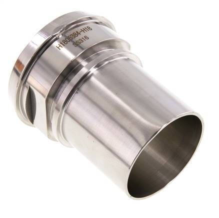 DIN 11851 Accesorio sanitario (lácteo) Cono de 86 mm x pilar de manguera de 65 mm (2 1/2 pulgadas) Collarín de seguridad de acero inoxidable
