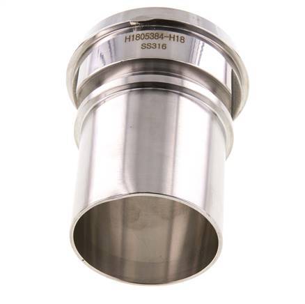 DIN 11851 Accesorio sanitario (lácteo) Cono de 86 mm x pilar de manguera de 65 mm (2 1/2 pulgadas) Collarín de seguridad de acero inoxidable